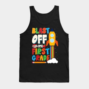 Blast Off Into 1st Grade First Day of School Kids Tank Top